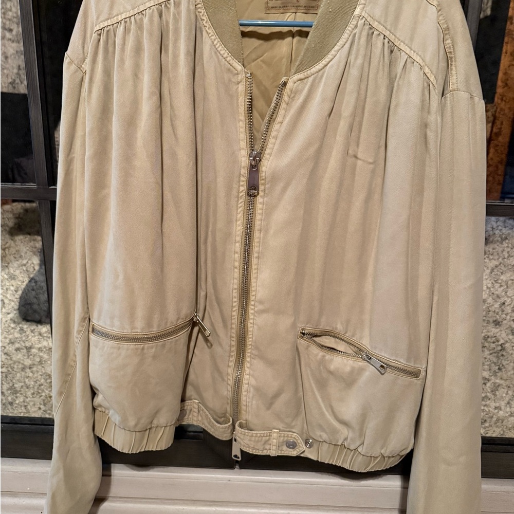 We The Free Light Tan Bomber Jacket